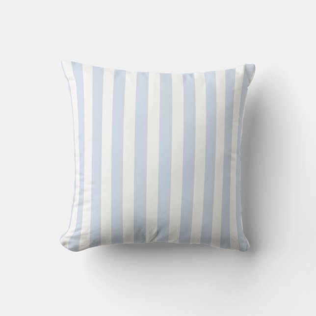 Pale blue and white candy stripes cushion (Front)