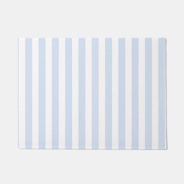 Pale blue and white candy stripes doormat (Front)