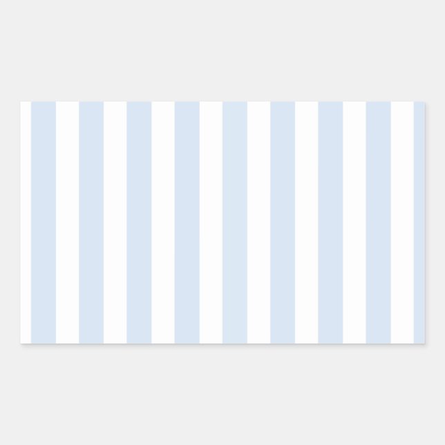 Pale blue and white candy stripes rectangular sticker (Front)