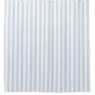 Pale blue and white candy stripes shower curtain