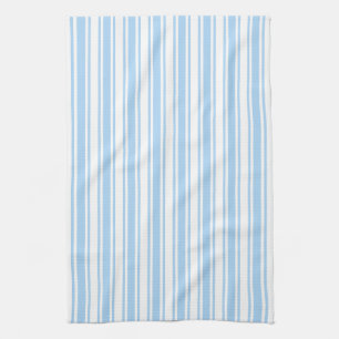 Pale blue and white candy stripes tea towel