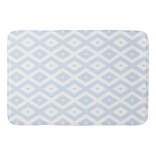 Pale blue and white diamond pattern bath mat