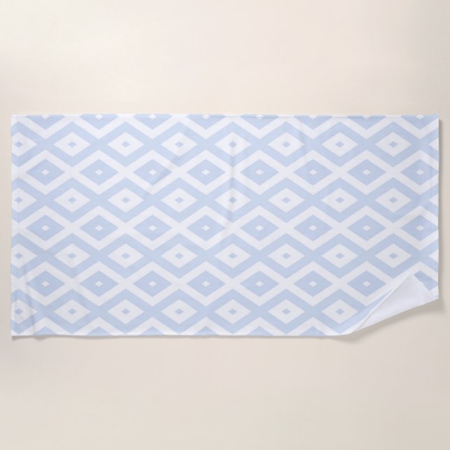 Pale blue and white diamond pattern beach towel (Front)