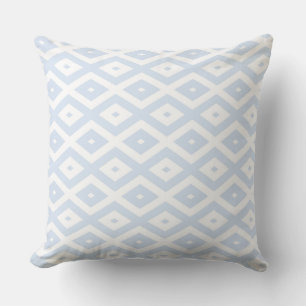 Pale blue and white diamond pattern cushion
