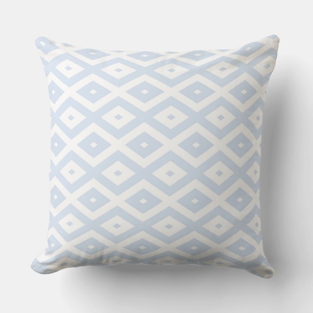 Pale blue and white diamond pattern cushion (Front)