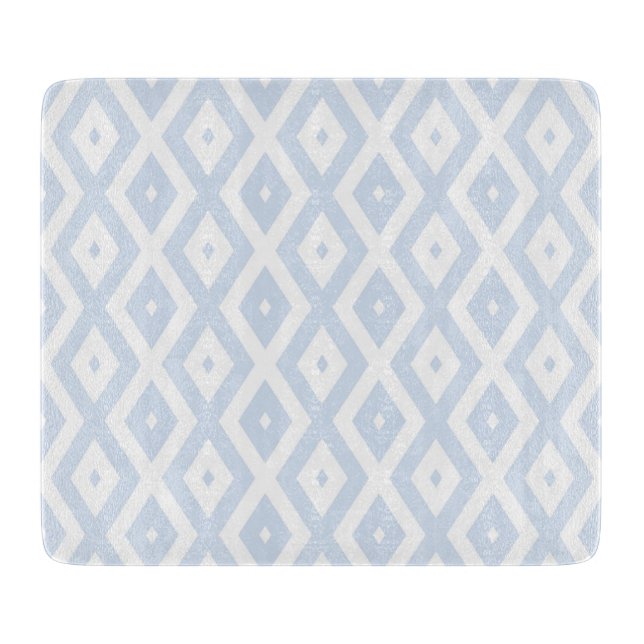 Pale blue and white diamond pattern cutting board (Front)