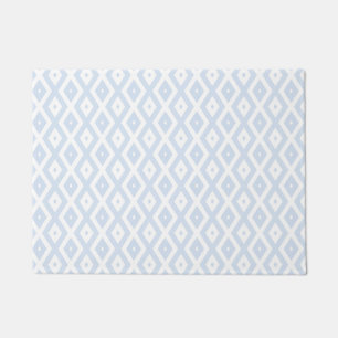 Pale blue and white diamond pattern doormat