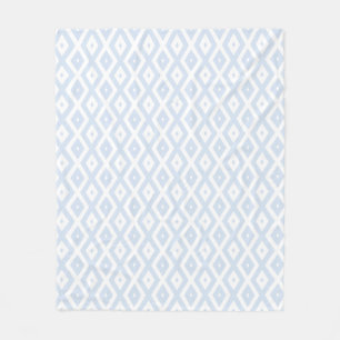 Pale blue and white diamond pattern fleece blanket