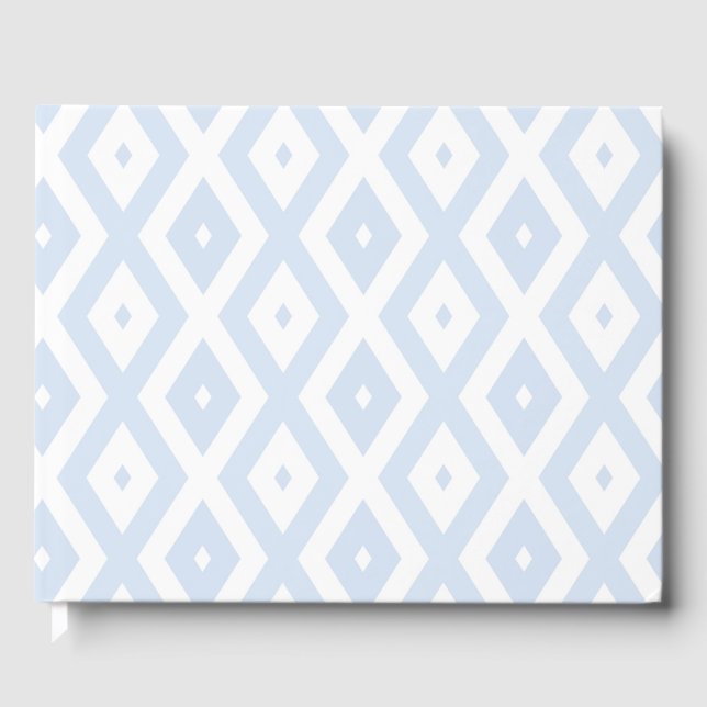 Pale blue and white diamond pattern guest book (Front)