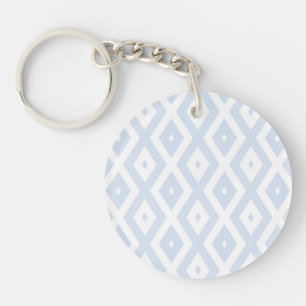 Pale blue and white diamond pattern key ring