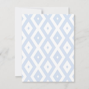 Pale blue and white diamond pattern RSVP card