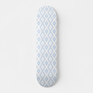 Pale blue and white diamond pattern skateboard