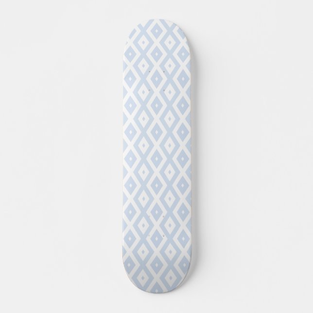 Pale blue and white diamond pattern skateboard (Front)