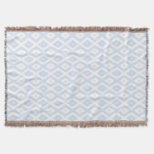 Pale blue and white diamond pattern throw blanket