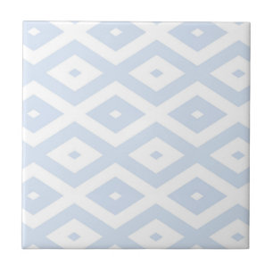 Pale blue and white diamond pattern tile