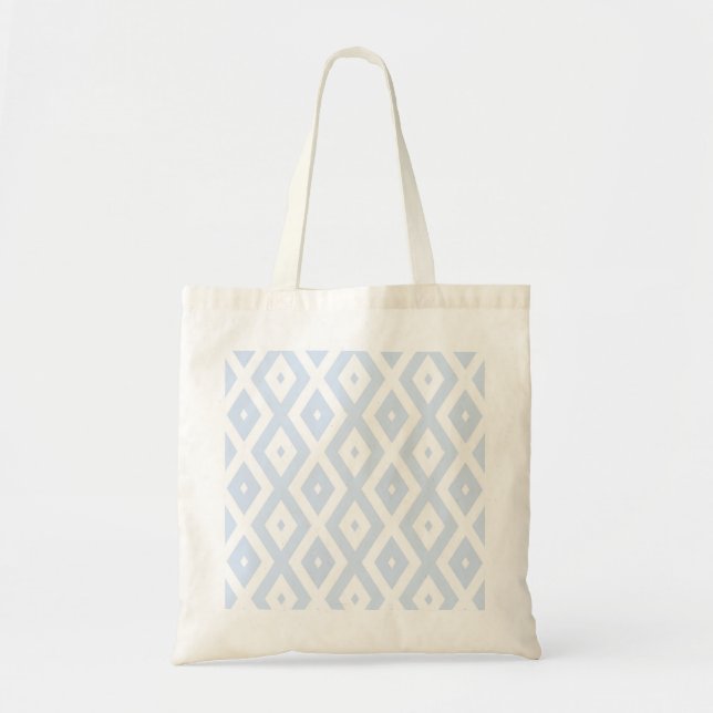 Pale blue and white diamond pattern tote bag (Front)