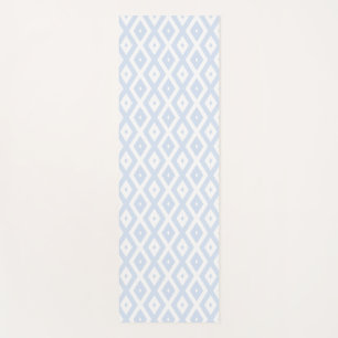 Pale blue and white diamond pattern yoga mat