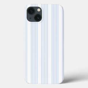 Pale blue and white five stripes pattern iPhone 13 case
