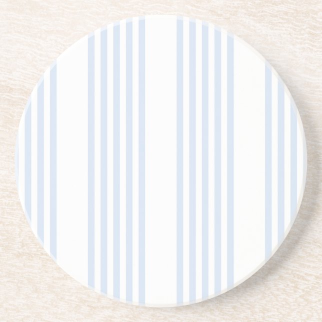 Pale blue and white five stripes pattern coaster (Front)