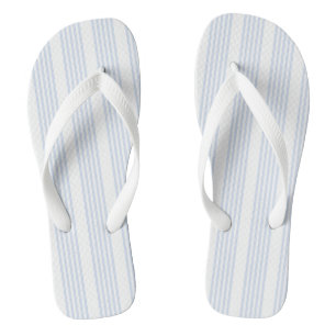 Pale blue and white five stripes pattern jandals