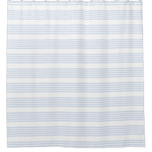 Pale blue and white five stripes pattern shower curtain