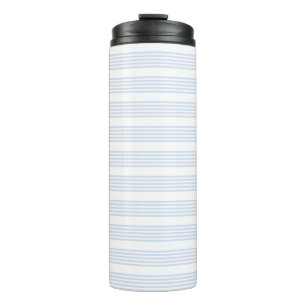 Pale blue and white five stripes pattern thermal tumbler