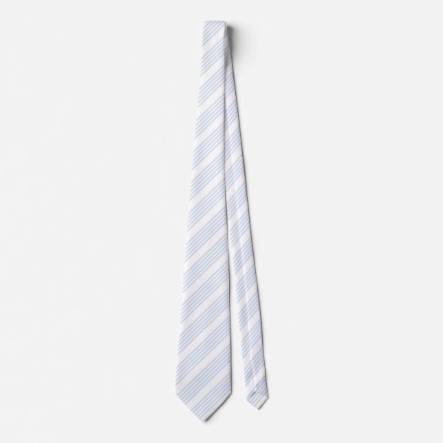 Pale blue and white five stripes pattern tie (Front)