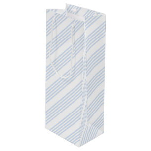 Pale blue and white five stripes pattern wine gift bag