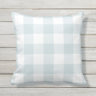 Pale Blue and White Gingham Pattern Chequered Cushion