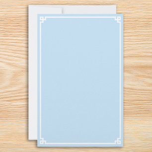 Pale Blue and White Greek Key Border Stationery