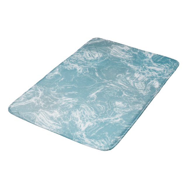 pale blue and white Marble abstract Bath Mat (Angled)