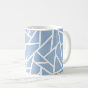 Pale blue and white mosaic pattern coffee mug