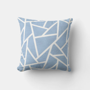 Pale blue and white mosaic pattern cushion