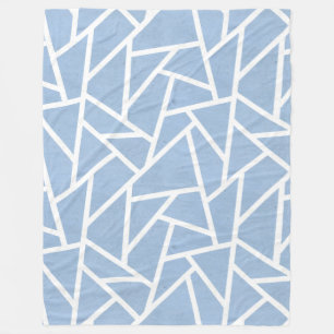 Pale blue and white mosaic pattern fleece blanket