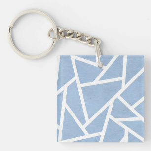 Pale blue and white mosaic pattern key ring