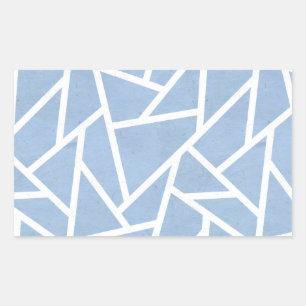 Pale blue and white mosaic pattern rectangular sticker