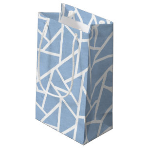 Pale blue and white mosaic pattern small gift bag