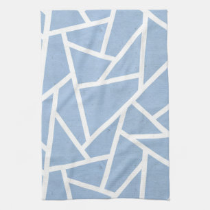 Pale blue and white mosaic pattern tea towel