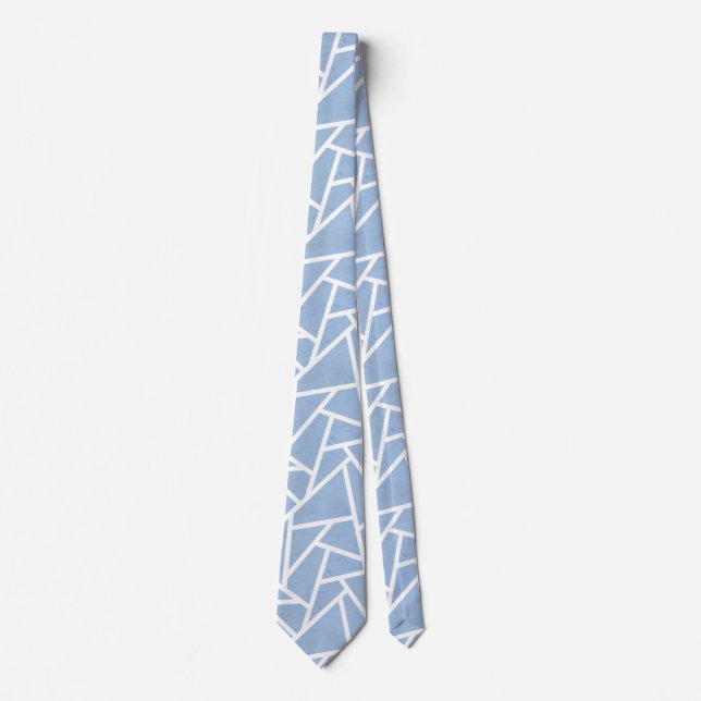 Pale blue and white mosaic pattern tie (Front)