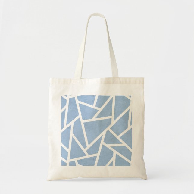 Pale blue and white mosaic pattern tote bag (Front)
