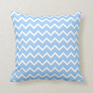 Pale Blue and White Zig zag Stripes. Cushion