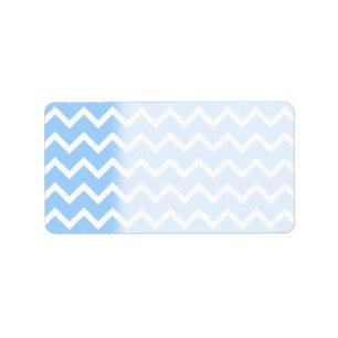Pale Blue and White Zig zag Stripes. Label