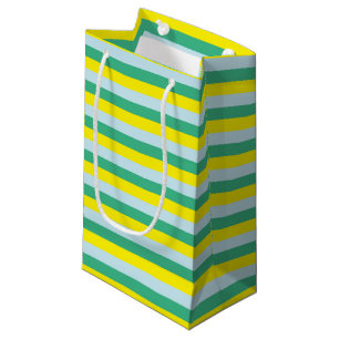 Pale Blue, Aqua Green and Yellow Stripes Small Gift Bag