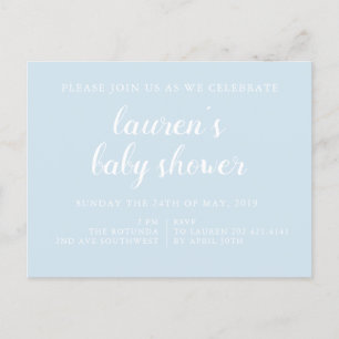 Pale Blue Baby Shower Invitation Postcard