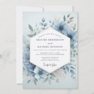 Pale Blue Bloom Ethereal Wedding Invitation