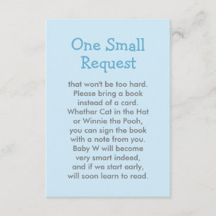 Pale Blue Book Request Boy Baby Shower Enclosure Card