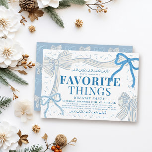 Pale Blue Bows Favorite Things Holiday Party Invitation