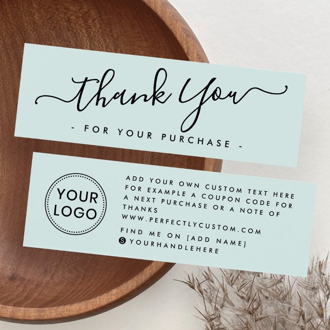 Pale blue business logo thank you insert card (Pale blue business logo thank you insert card)