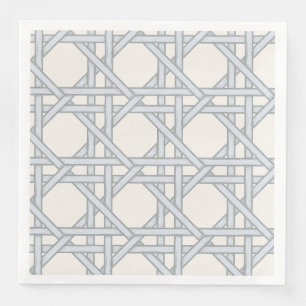 Pale Blue Cane Webbing, Cream Napkin