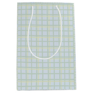 Pale Blue Check Gift Bag   Modern Minimalist 